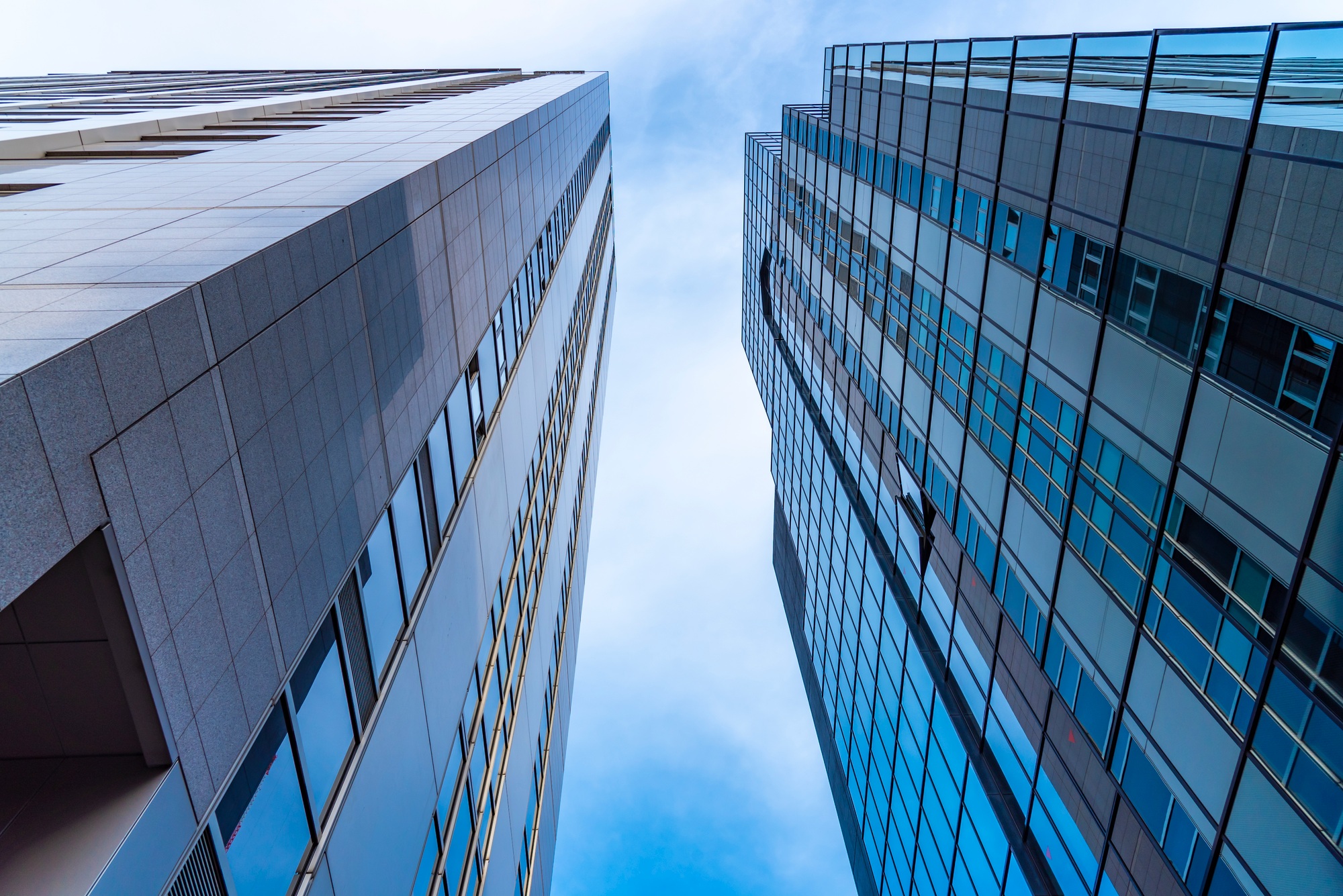 High-rise residential buildings and sunlight that shine